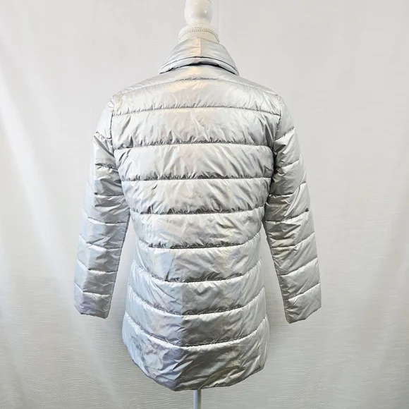 J. McLaughlin Holographic Silver Autumn Puffer Jacket size Small - Picture 7 of 12